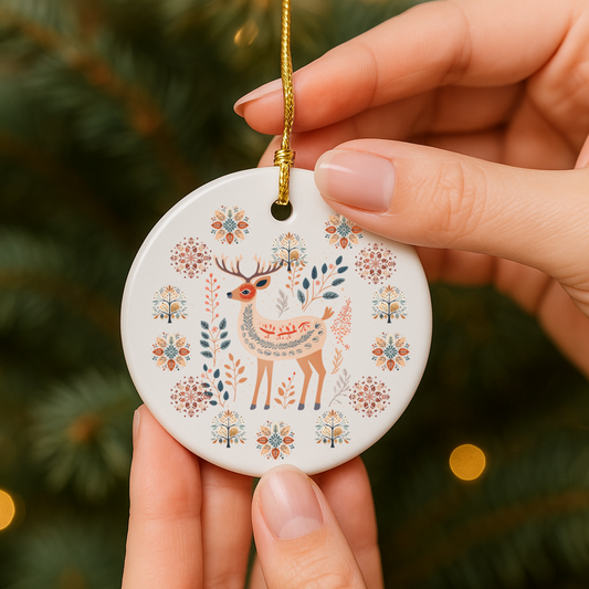 Ceramic Ornament Nordic Deer Christmas Tree Decoration, Scandinavian Design, Holiday Gift