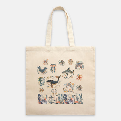 Ocean inspired Tote Bag - Beach Lover and Sea Life Bag - Cruise Tote