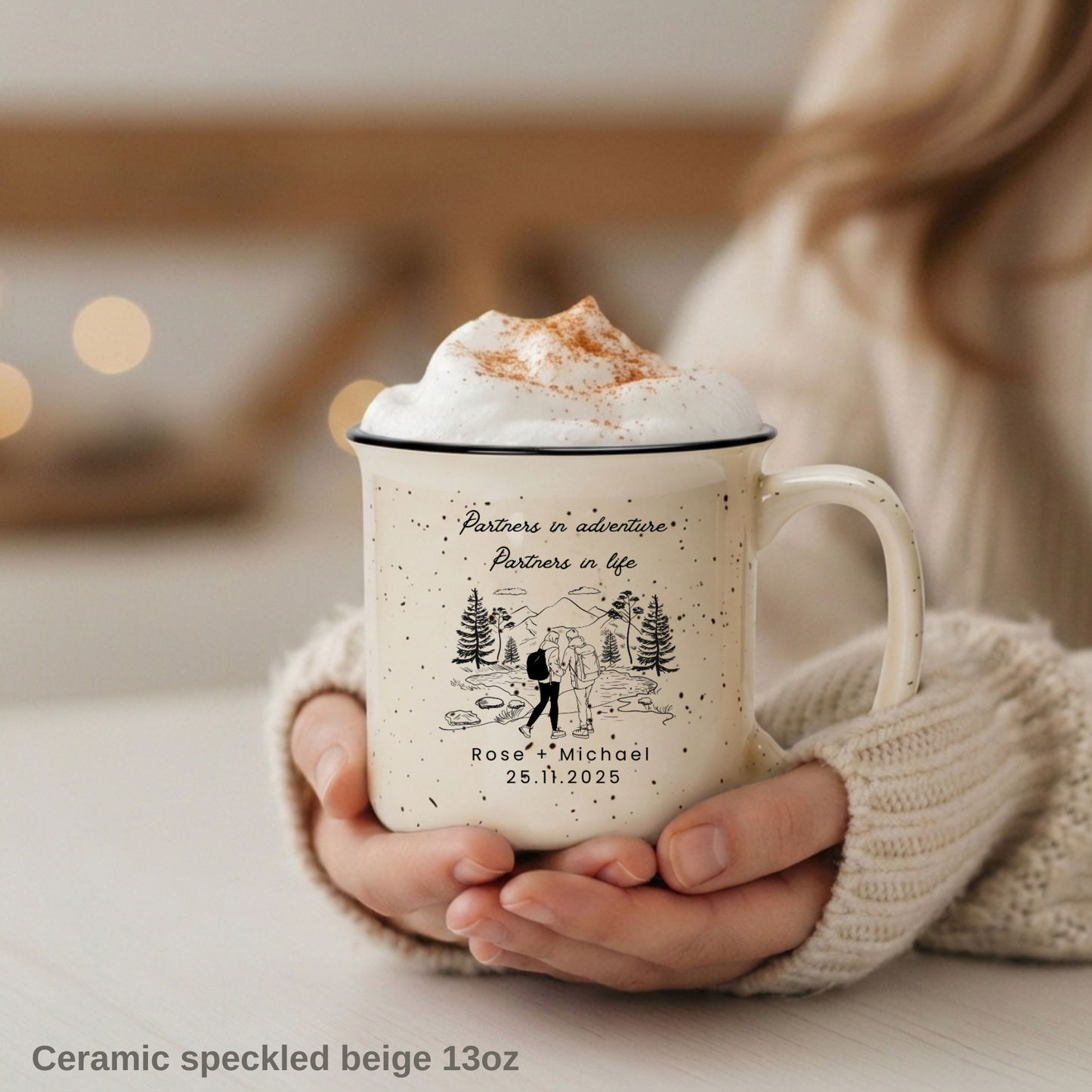 Personalized Engagement Gift for Couple - Custom Campfire Mug - Wedding Anniversary Gift