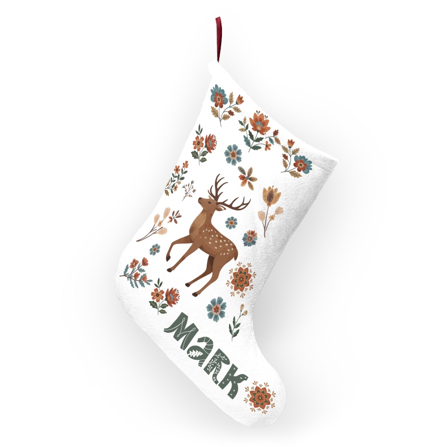 Personalized Christmas Stocking - Nordic Deer Cabin Decor - Custom Name Holiday Gift