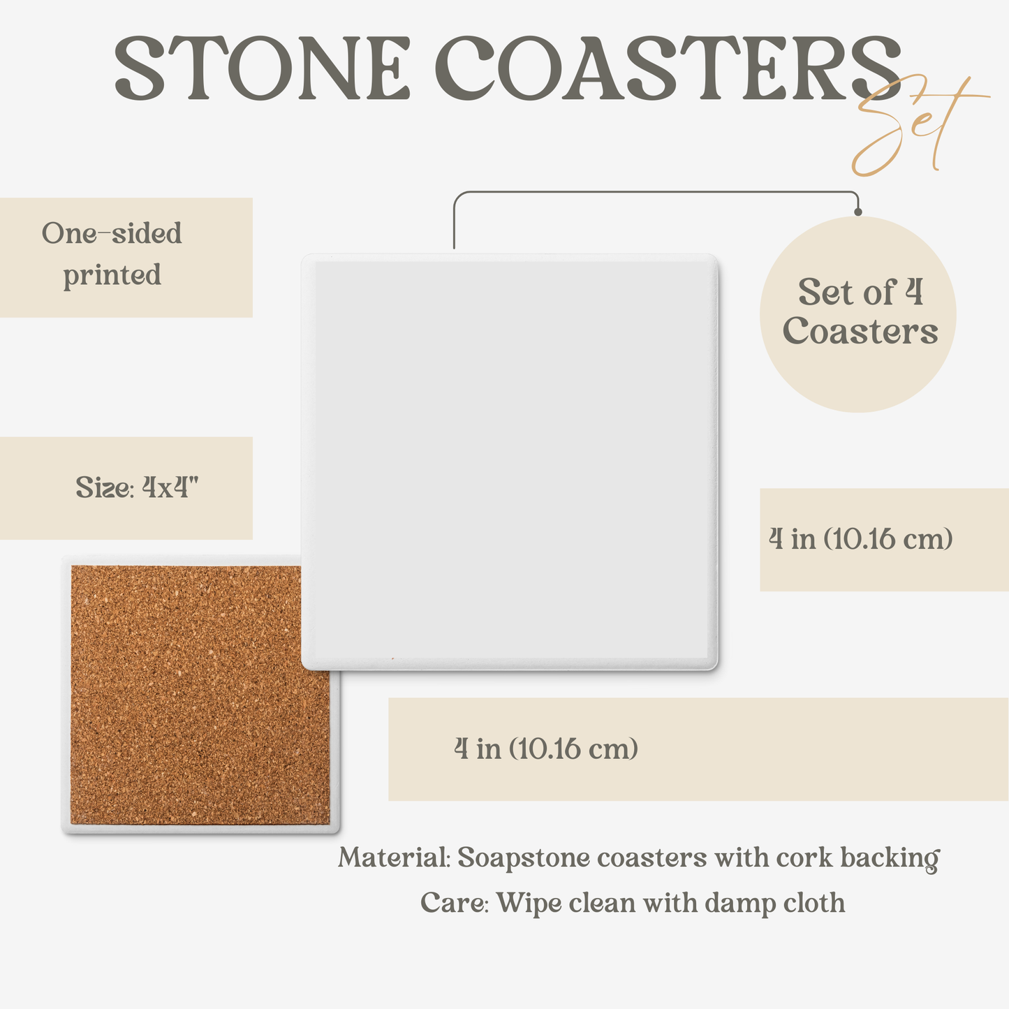 Scandinavian Coaster Set - Nordic Deer Stone Coasters - Rustic Cabin Decor Gift