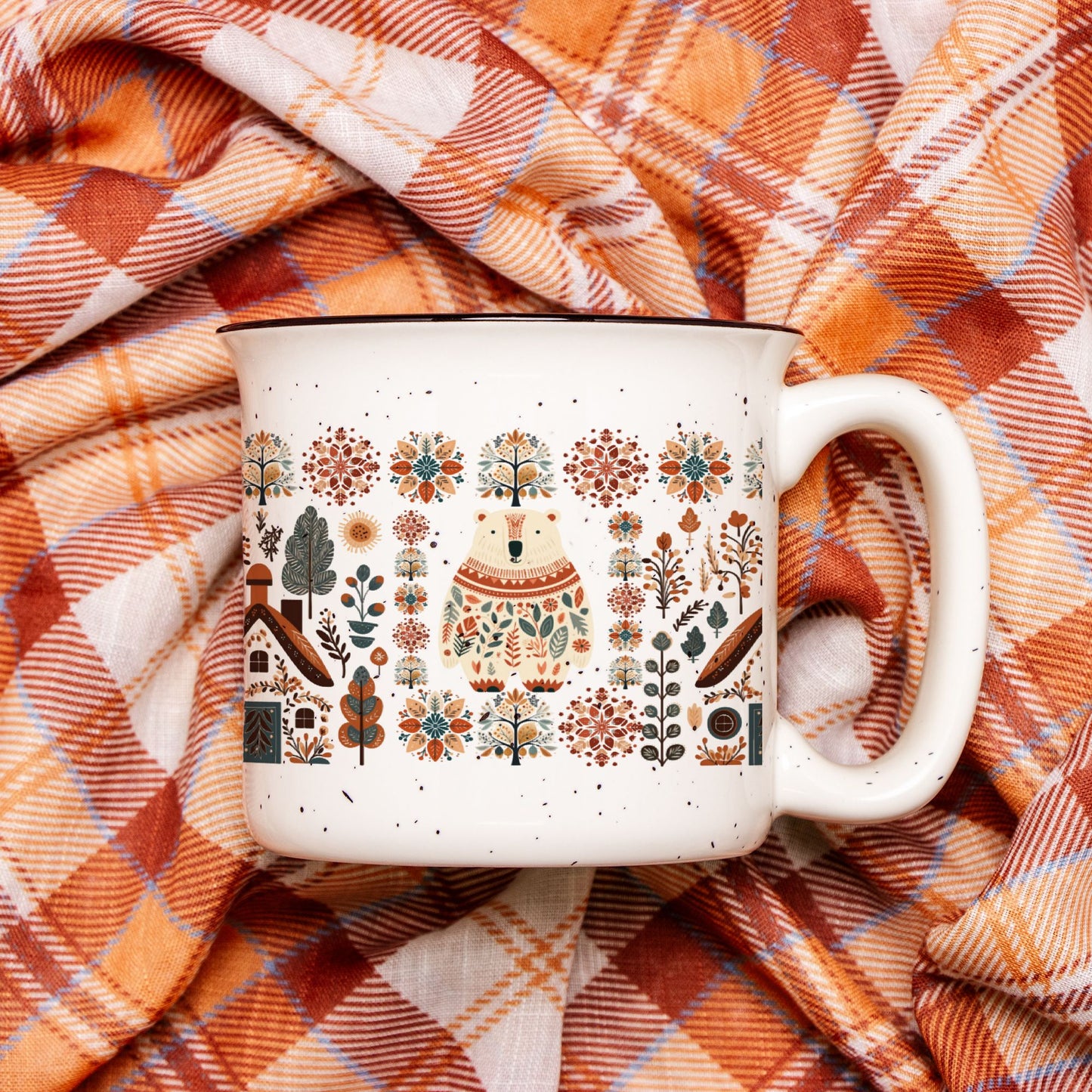 Polar Bear Campfire Mug Gift Ceramic Scandinavian Design Home Decor