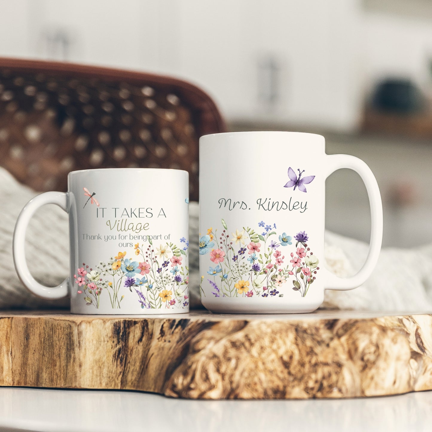 Thank you Gift for Babysitter, Nanny, Teacher and Daycare - Coffee Mug Wild Flowers