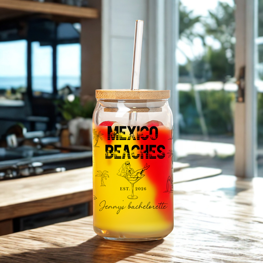 Mexico Bachelorette Iced Glass Cup girls trip