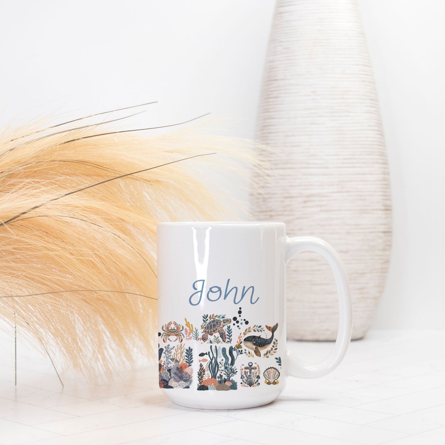 Thank you Gift Ocean-Themed Ceramic Mug- Appreciation for Fishing Dad, helpers and sea lovers