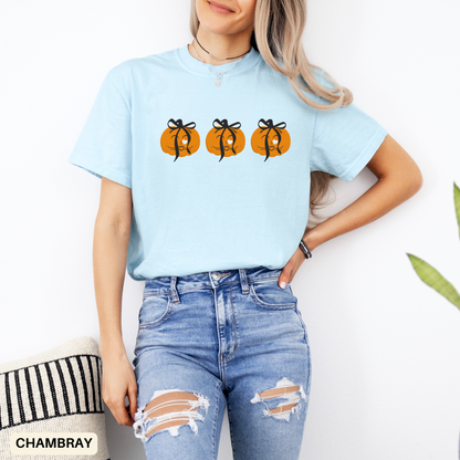 Coquette Pumpkin Shirt - Fall Aesthetic Tee - Halloween Outfit Pumpkin Patch Vibes