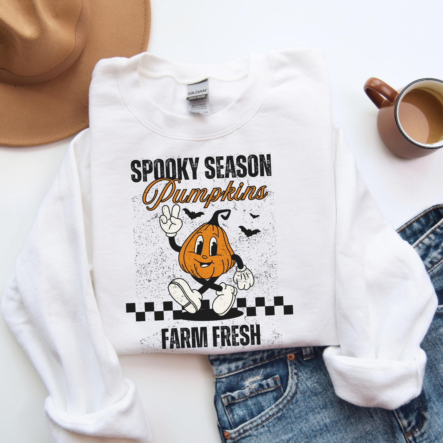 Spooky Season Pumpkin Sweatshirt - Comfy Fall Farm Crewneck