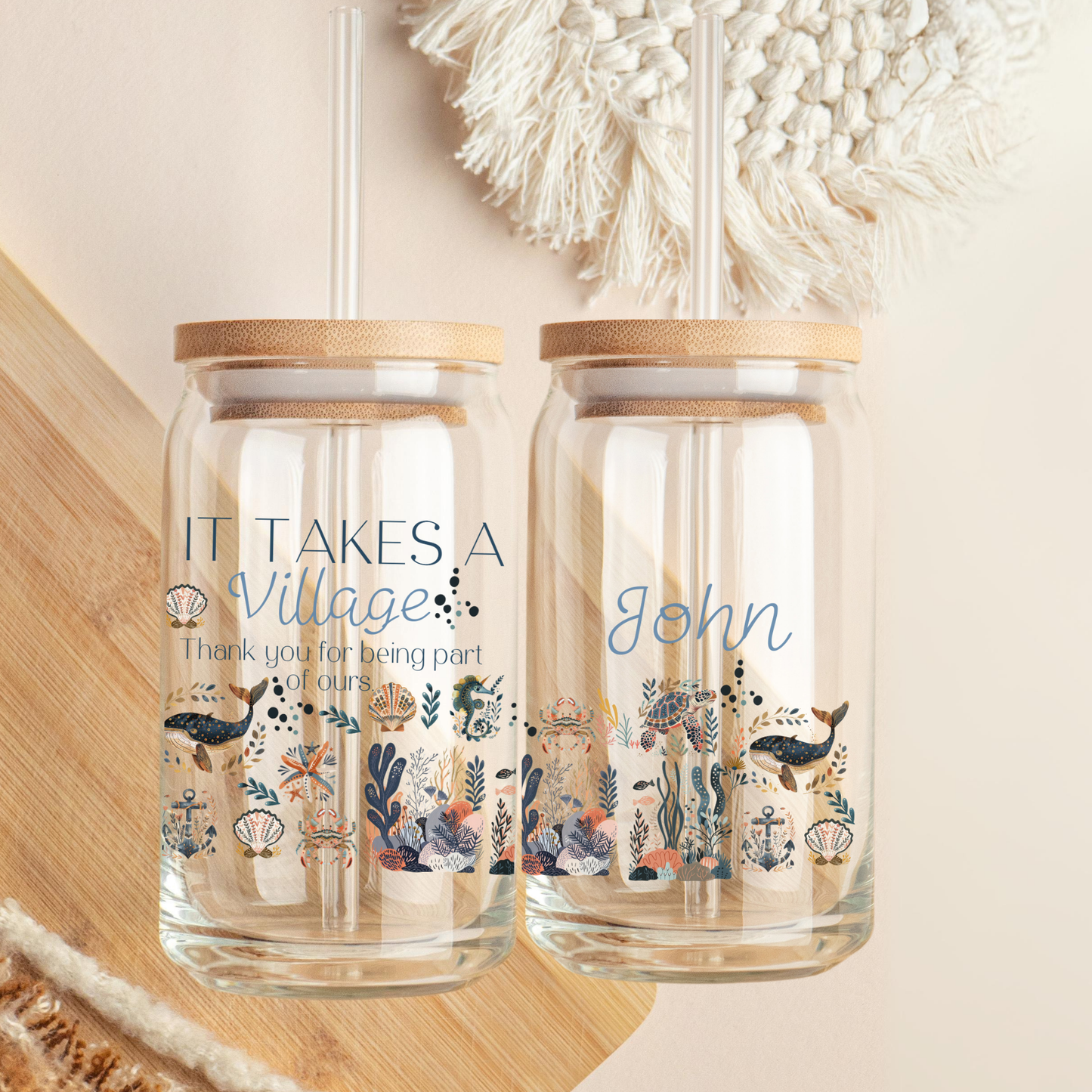 Coast Sea Life Themed Tumbler Thank You Gift idea for Friends and Family Appreciation