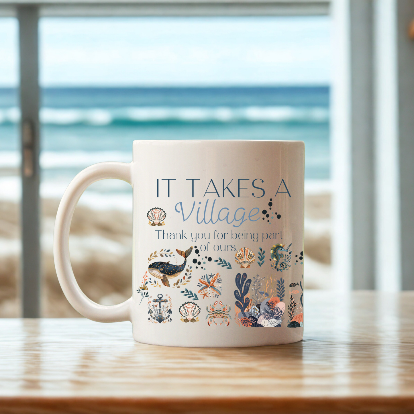 Thank you Gift Ocean-Themed Ceramic Mug- Appreciation for Fishing Dad, helpers and sea lovers