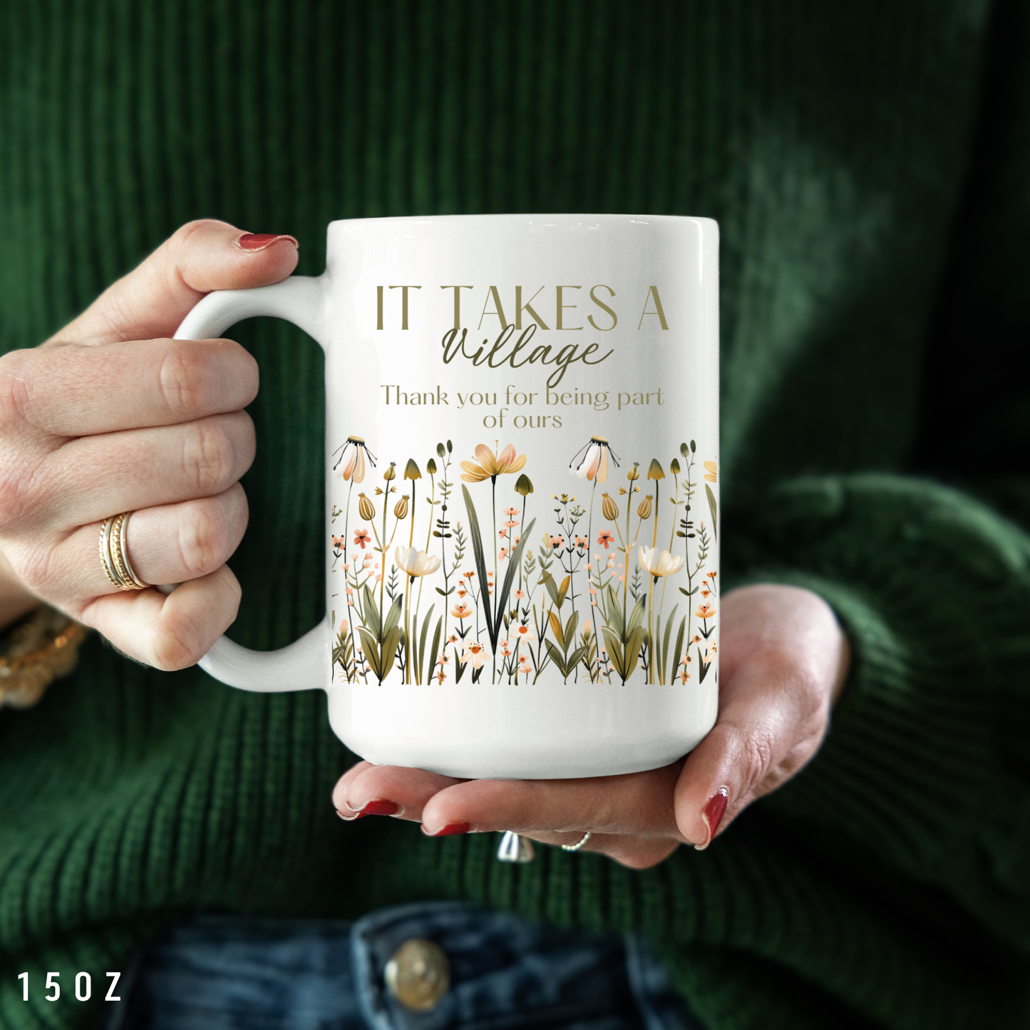 Thank you Gift Ceramic Floral Mug - Gift for Gardening Lovers & Daycare and Helpers