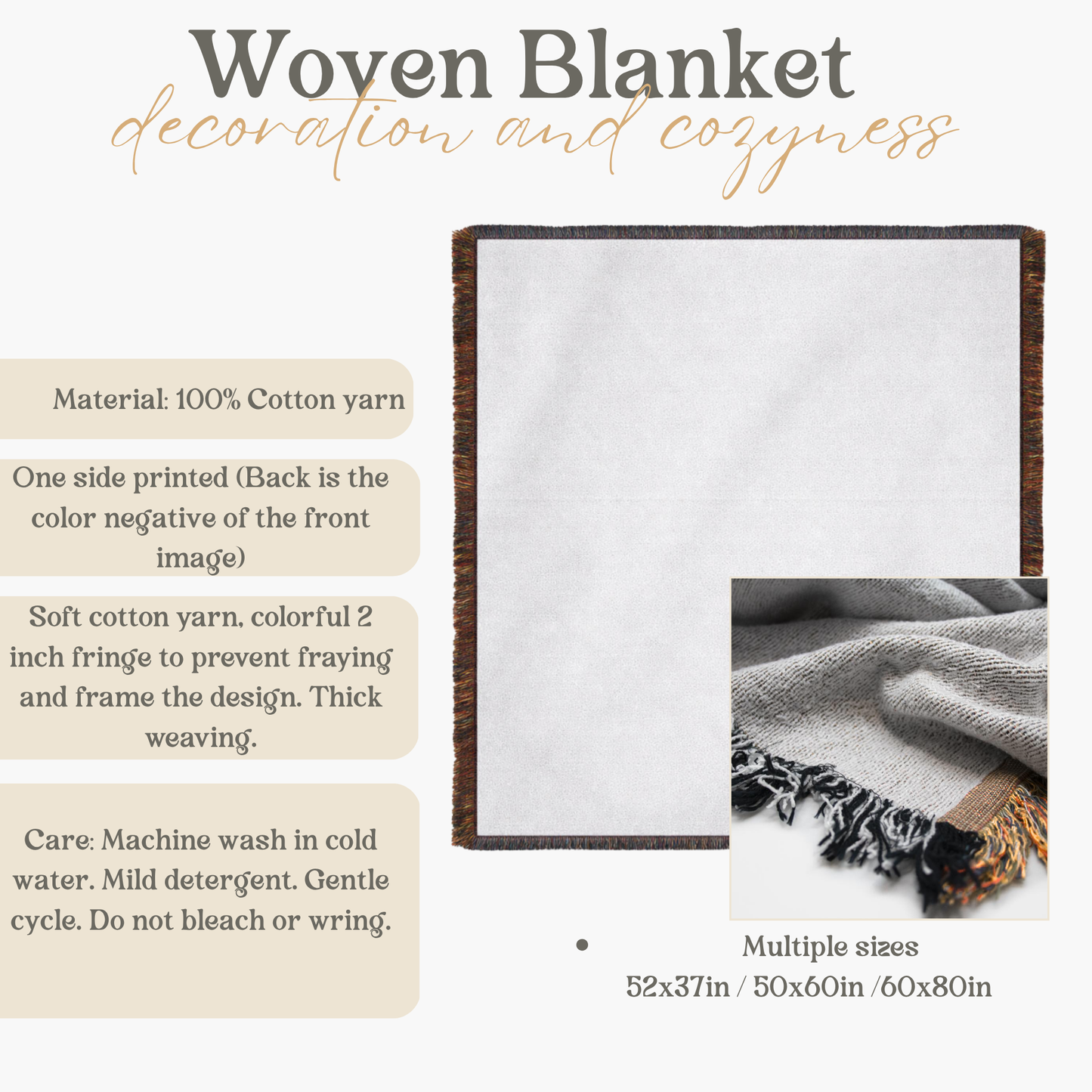 Scandinavian Dala Horse Woven Blanket - Hygge Cabin Throw Gift for family - Nordic Lodge Decor